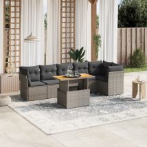 Set Divani da Giardino 7 pz con Cuscini Grigio in Polyrattan 3270843