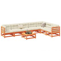 Set Divani da Giardino 8 pz Marrone Cera Legno Massello Pino 3299475