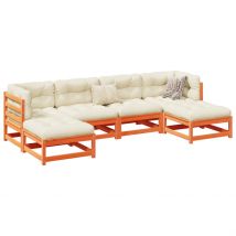Set Divani da Giardino 6 pz Marrone Cera Legno Massello Pino 3299564