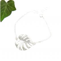 Bransoletka na łańcuszku z dużą monsterą białą