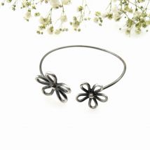 Ażurowe kwiatki bransoletka srebrna