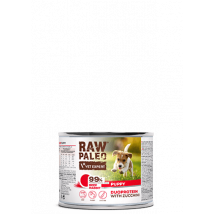 Hundenassfutter – Raw Paleo Puppy Rind mit Kaninchen und Zucchini 200g Dose