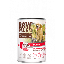 Hundenassfutter – Raw Paleo Puppy Rind mit Kaninchen und Zucchini 400g Dose