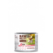 Hundenassfutter – Raw Paleo Puppy Schwein, Lamm und Brokkoli 200g Dose