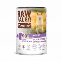 Hundenassfutter – Raw Paleo Adult Ente &amp; Wildschwein und Blaubeeren 400g Dose