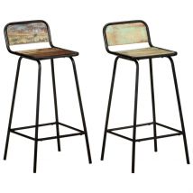 Chaises de bar lot de 2 bois de récupération solide