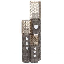 Bougeoirs 3 pcs gris osier