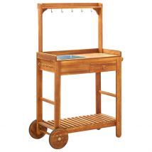 Chariot de cuisine de jardin Bois d&apos;acacia 92x43,5x141,5 cm