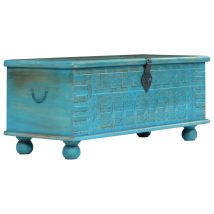 Coffre de rangement Bois de manguier massif 100x40x41 cm Bleu