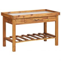 Table de jardin avec dessus en zinc Bois solide d&apos;acacia