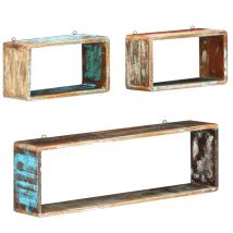 Ensemble d&apos;étagère cube 3 pcs Bois solide de récupération