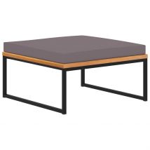 Repose-pied avec coussin 66x66x36 cm Bois d&apos;acacia Gris foncé