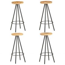 Tabourets de bar lot de 4 bois de manguier brut