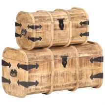 Coffres de rangement 2 pcs Bois de manguier massif