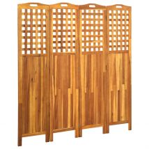 Cloison de séparation 4 panneaux 161x2x170 cm Bois d&apos;acacia