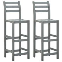Tabourets de bar lot de 2 gris bois d&apos;acacia massif