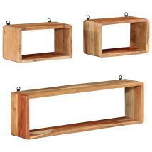 Ensemble d&apos;étagères murales cube 3 pcs Bois d&apos;acacia solide