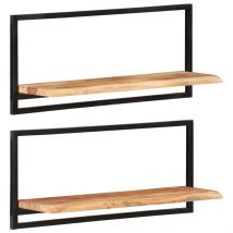 Étagères murales 2 pcs 80x25x35 cm Bois d&apos;acacia et acier