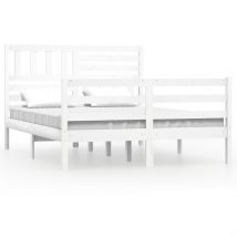 Cadre de lit sans matelas blanc bois massif 160x200 cm