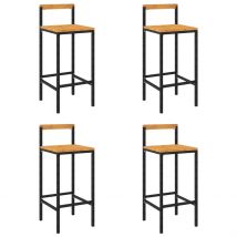 Tabourets de bar lot de 4 noir résine tressée et bois d&apos;acacia