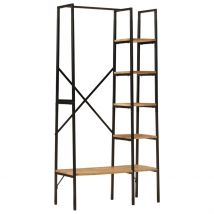 Porte-vêtements et étagères 90x40x190cm bois de manguier et fer
