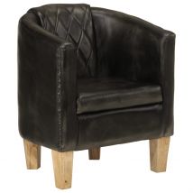Chaise cabriolet gris cuir véritable