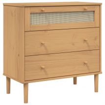 Commode SENJA aspect de rotin marron bois de pin solide