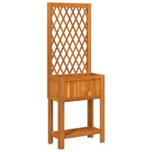 Jardinière avec treillis et étagère bois massif d&apos;acacia