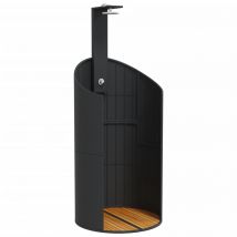 Douche d&apos;extérieur noir 100x100x241,5 cm poly rotin bois acacia
