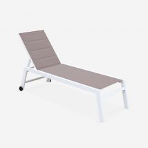 Textilene and aluminium sun lounger, 6 reclining positions, White