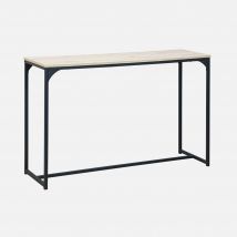 120cm Metal and wood-effect console table, Black