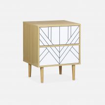 Wood-effect bedside table, White