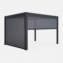 Pérgola bioclimática 3x4m con 2 toldos verticales de 3m y 4m, Antracita