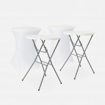 Tavolo pieghevole con copertura protettiva (set di 2), Bianco