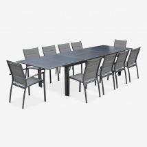 10-seater extendable aluminium garden table, Anthracite