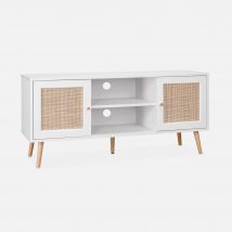 Mobile TV in cannage 2 livelli, 120cm, Bianco