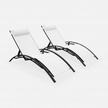 Pair of aluminium and textilene sun loungers, 4 reclining positions, Anthracite