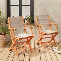 Set di 2 poltrone da giardino pieghevoli in eucaplito, Grigio bruno