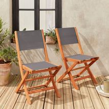 Set di 2 sedie da giardino pieghevoli in legno, Antracite