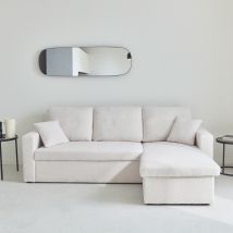 Sofá cama esquinero reversible de 3 plazas en borreguito, Blanco