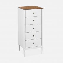 5-drawer chest with pinewood legs, White