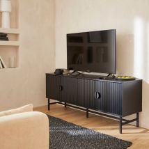 157.5cm, 4-door TV stand with storage, Black