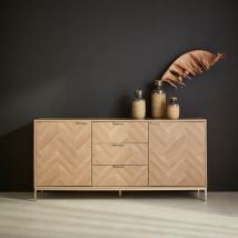 160cm herringbone sideboard with 3 drawers, Natural