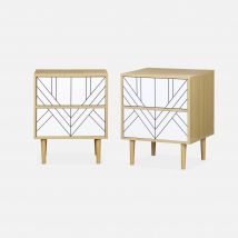 Pair of wood-effect bedside tables, White