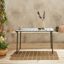 4-seater rectangular steel garden table, Khaki Green