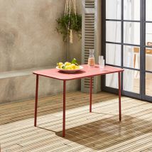 4-seater rectangular steel garden table, Terracotta