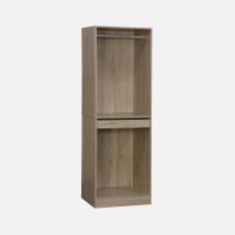 Wardrobe with clothes rail and pull-out hanging area, Natural