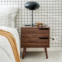 Walnut wood-effect bedside table, Walnut wood-effect