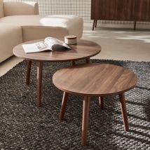 Pair of walnut nesting coffee tables with wood effect, Walnut wood-effect
