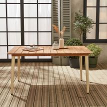 6-seater metal and wooden garden table, Ivory